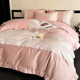 Luxury Chinese Style Jacquard Patchwork Embroidery Bedding Set 100% Cotton Duvet Cover Set Flat/Fitted Bed Sheet Pillowcases