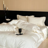 4Pcs Jacquard Egyptian Cotton Luxury Bedding Set Soft Silky Single Queen King Duvet Cover Set Flat/Fitted Bed Sheet Pillowcases