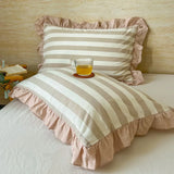 100% Cotton Lace Pillowcase 48x74cm Yarn-dyed Washed Cotton Stripe Pillow Cover Bedding Decorative Pillow Sham With Zipper