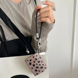 Luxury leather leopard print earphone bag case for airpods 1 2 3 4 pro 2 protection cover with bracelet fall prevention couple