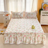 1PC 100%Cotton Bed Skirt Queen/King Size Floral Printed Bed Sheet with Ruffles falda de cama Full Size Bed Skirt for Single Bed