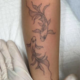 Minimalist Koi Fish Line Tattoo Sticker Waterproof Long Lasting Fine Line Temporary Tattoo for Women Arm
