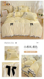 Luxury Princess Bedding Sets Princess Style Fashion 4Pcs Duvet Cover Bed Sheet Pillowcase Lace Ruffles Bed Skirt Bedroom Decor