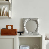 INS Cloth Desktop Makeup Mirror Dressing Table Square Cosmetic Mirror Home Aesthetic Hand Decorative Mirrors