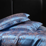 Luxury Jacquard and 60S Cotton Patchwork Soft Silky Bedding Set Duvet Cover Set Bed Sheet/Fitted Sheet Pillowcases 4Pcs