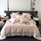 1000TC Egyptian Cotton Flowers Embroidery Luxury Pink Bedding Set Duvet Cover Flat/Fitted Bed Sheet Pillowcases 4Pcs