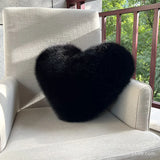 Fox Fur Imitation Heart-Shaped Cushion Plush Sofa Pillow Available for Living Rooms and Bedrooms