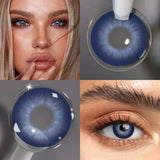 14.20mm 6-Month Disposable Colored Contact Lenses Blue/Brown/Grey 1 Pair Cosmetic Contacts for Daily Wear & Makeup