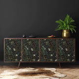 Tropical Moss Leaf Peel and Stick Wallpaper Black Floral Self Adhesive Removable Floral Contact Paper for Bedroom Walls Cabinets