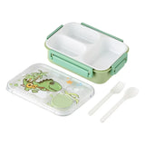 Cartoon Dinosaur Pattern Lunch Box for Kids Compartments Bento Box with fork spoon Students Food Container Outdoor Picnic box