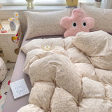 Class A Double Yarn Bedding Set Quilt Comforter Duvet Cover Set Printed Cotton Bedspread Skin Friendly Breathable Four-Piece Set
