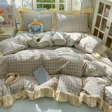 Striped Ruffles Duvets Cover Sets Single/Queen Size Bed Cover Set Skin-friendly Soft funda nordica 150 cama Blue Color