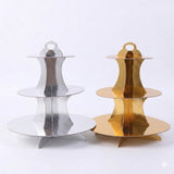 3 Tier Cupcake Stand Gold Silver Dessert Tower Cardboard Cake Display Rack for Wedding Birthday Baby Shower Party Decorations