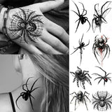 8 Sheets Halloween Realistic Black Widow Tarantula Spider Temporary Tattoo Sticker For Adult Hand, Waterproof Durable Fake Tatoo