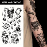 Magic Tattoo Splicing Pattern with Large Flower Arm Eagle Waterproof Temporary Tattoo Sticker Lasts To 15 Days Eagle Tattoo