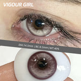 2pcs Half-Year Colored Contacts Big Diameter Glossy Brown Lenses for Halloween Cosplay Role Play High