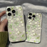 ins Light green flowers phone case For iPhone 16PRO 15 14 131211ProXRXS Max78 Plus12MiniY2K creativity Anti fall Case back Cover