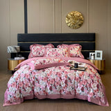 Nordic Bedding Sets Egyptian Cotton Floral Flat Bed Sheet Set Pillowcases Skin-Friendly Breathable Queen King Size Bed Linen Set