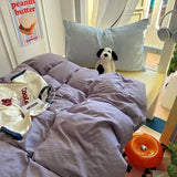 New solid color simple washed cotton student bed sheet four-piece set machine washable student dormitory three-piece set