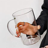Ikeehome  1000ML Glass Cup Large Capacity Drinkware with Handle High Temperature Resistance Water Cup Glass Juice Milk Bottle Kitchenware