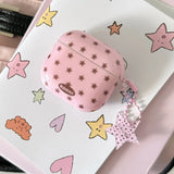 Lovely Brown Star Wireless Bluetooth Earphone Case for Apple AirPods 1 2 3 4 Pro 2 Charge Box Shell With Pink Chain Pendant