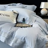 100% Egyptian Cotton White Luxury Embroidery Hotel Style Bedding Set Duvet Cover Set Flat/Fitted Bed Sheet Pillowcases 4Pcs