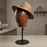 Head-Shaped Display Stand Adjustable Height Hairpiece Stand Hat Display Head Metal Pole Beauty Supply Round Base