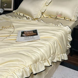Korean Version Ruffled Summer Cool Quilt Washed Silk Machine Washable Summer Quilt Twin Air-Conditioned Quilt Comforter Bedding