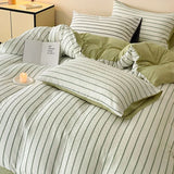 60S Striped Pure Cotton Bedding Sets High-End Japanese Jacquard Quilt Cover Kit Skin-Friendly Home Textiles for Single Double