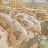 Fresh Plant Flower Bed Sheet for Children and Adults Four-Piece Bed Set Pillowcases Soft Washed Cotton Home Textiles