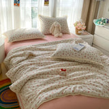 Floral Printed Summer Quilt Four Piece Set Soft Bedroom Decor Bedding Set Summer Quilt Bed Sheet With Pillowcases Home Textiles