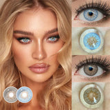 1 Pair Colored Contact Lenses Beautiful Pupil Color Circle Lens Green Iris Prescription Yearly Natural 0-8 Degrees  F