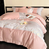 Luxury Chinese Style Jacquard Patchwork Embroidery Bedding Set 100% Cotton Duvet Cover Set Flat/Fitted Bed Sheet Pillowcases