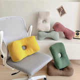 Solid Color Corduroy Waist Pillow Office Sleeping Pillows with Hole Soft and Breathable Chair Backrest Car Waist Support Cushion