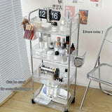 Organizer for Bedroom Living Room & Office 3 Tier Clear Storage Cart with Wheels - Multifunctional Rolling