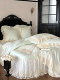 4Pcs French Princess Style 100% Cotton Romantic Long Stella Cotton Lace Duvet Cover High-end Feeling Padded Thickened Bed Cover