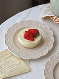 French Relief Dessert Plate Ins Retro Breakfast Bread Plates Household Versatile Dining Disc Milk Tea Colored Ceramic Tableware