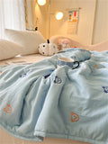 Embroidered Summer Quilt Washed Cotton Girl Home Comfortable Skin Friendly Soft Air-Conditioned Thin Quilted Queen Size Blankets