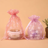 50Pcs/Lot Flower Organza Drawstring Pocket Candy Jewelry Pouches Packaging Gift Bags Birthday For Wedding Party Christmas Favors