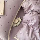 Knitted Class A Soft Bedding Set Washed Cotton Bed Sheet Queen King Size Duvet Set Flower Comforter Set Pillowcase Bed Linens