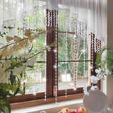 Luxury French Country Curtain with Embroidered Lace Crystal Pendants Semi Sheer Panel,Translucent Light Filtering Window Drapery