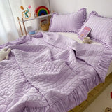 Korean Style Quilted Summer Quilt Blanket Lightweight Cooling Air-conditioning Comforter Quilt Soft Thin Quilt Machine Washable