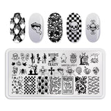 1PCS Halloween Nail Stamping Plates Rectangle Template Stencils Nail Art Stamp Image Plate Manicure Nail Print Tools