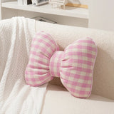 Cute Bedroom Bedside Pillow Home Decor Waist-Support Creative Plaid Bow Decorative