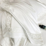 100% Egyptian Cotton White Luxury Embroidery Hotel Style Bedding Set Duvet Cover Set Flat/Fitted Bed Sheet Pillowcases 4Pcs