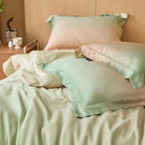 Gradient Luxury Bedding Set Lyocell Soft Silky Cool Feeling Antimicrobial Duvet Cover Flat/Fitted Bed Sheet Pillowcases 4Pcs
