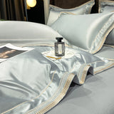 Luxury Embroidery King Size 600TC Egyptian Cotton Soft Smooth Duvet Cover Sheet Set Fitted Sheet Pillowcases Hotel Bedding Set