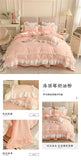 Elegant Lace Bedding Sets Luxury Bed Linen Korean Princess Style Washed Cotton Ruffle Duvet Cover Bed Sheet Pillowcases for Girl