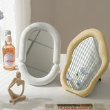 Nordic Style Vanity Mirror with Wave Frame INS Irregular Makeup Mirrors Table Desk Mirror for Bedroom Decorative Photoprops