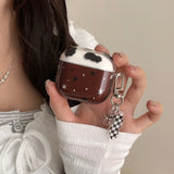 Cow Pattern Brown Leopard Print + Pendant Suitable for Apple Airpodspro2 Case/Airpodspro Case/Airpods4 Case/Airpods3 Case/Airpod